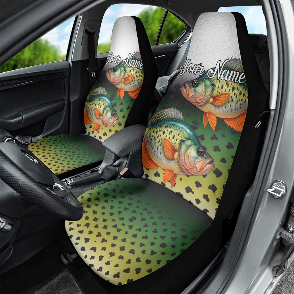 Colorful Crappie Fishing Green Scales Car Seat Cover Gradient Camo Pattern and Custom Name Fishing - Wonder Print Shop