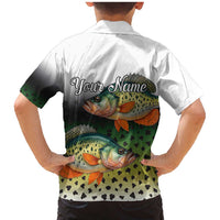 Colorful Crappie Fishing Green Scales Family Matching Mermaid Dress and Hawaiian Shirt Gradient Camo Pattern and Custom Name Fishing - Wonder Print Shop