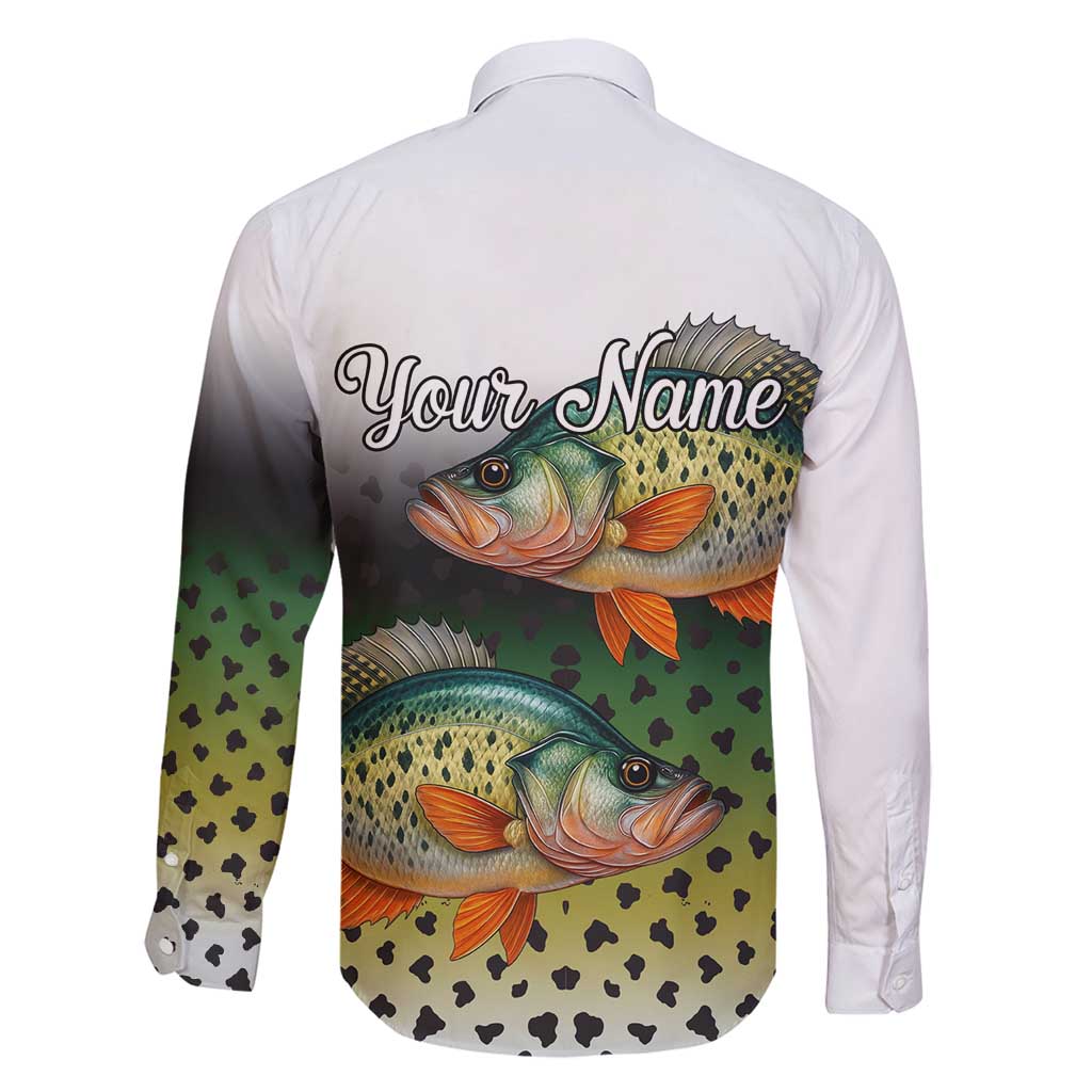 Colorful Crappie Fishing Green Scales Family Matching Off Shoulder Short Dress and Hawaiian Shirt Gradient Camo Pattern and Custom Name Fishing - Wonder Print Shop