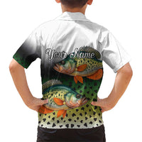 Colorful Crappie Fishing Green Scales Family Matching Short Sleeve Bodycon Dress and Hawaiian Shirt Gradient Camo Pattern and Custom Name Fishing - Wonder Print Shop