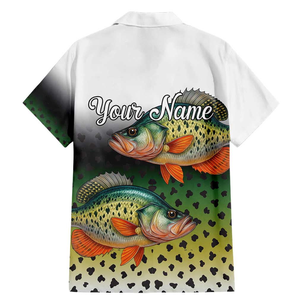 Colorful Crappie Fishing Green Scales Family Matching Summer Maxi Dress and Hawaiian Shirt Gradient Camo Pattern and Custom Name Fishing - Wonder Print Shop