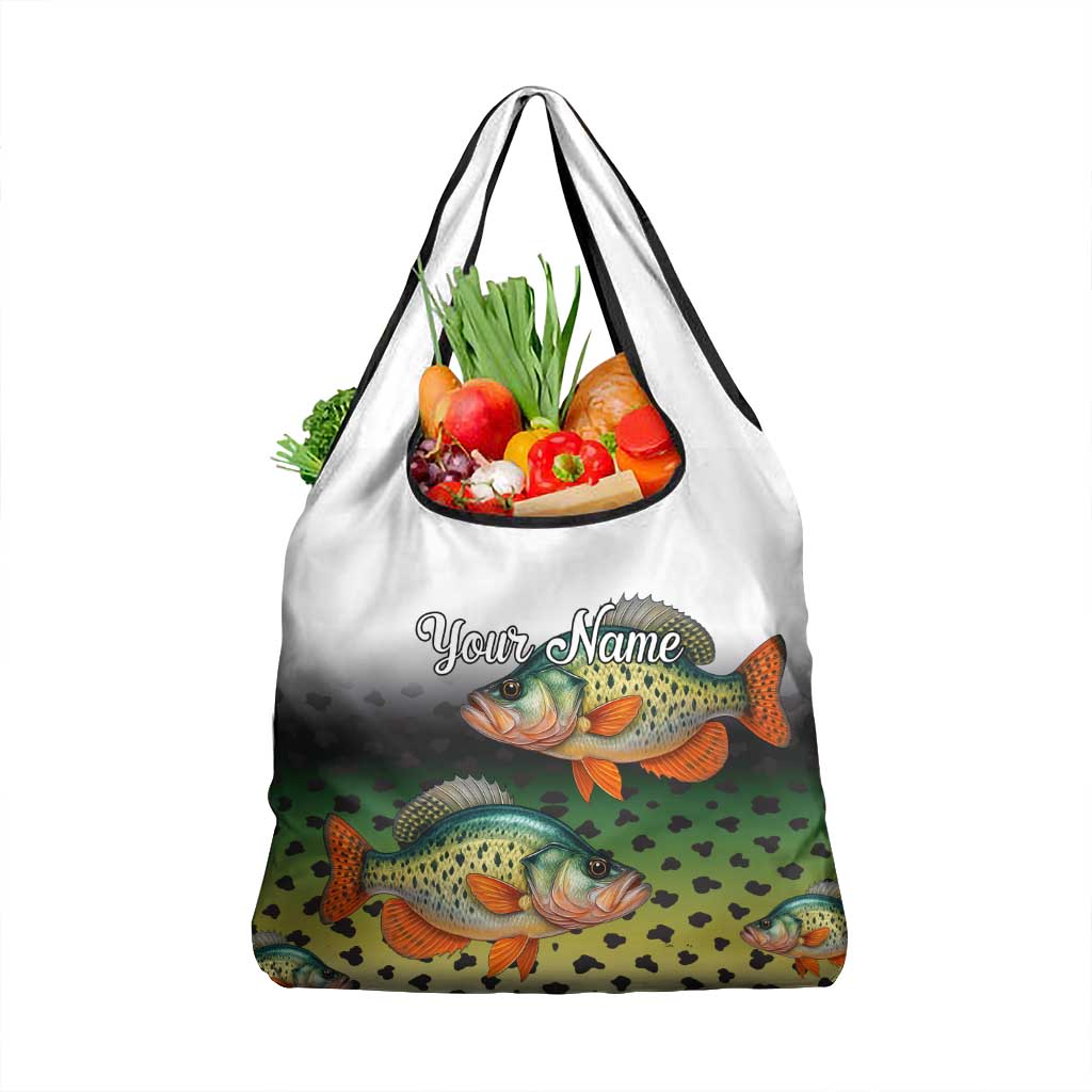Colorful Crappie Fishing Green Scales Grocery Bag Gradient Camo Pattern and Custom Name Fishing - Wonder Print Shop