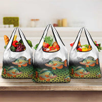 Colorful Crappie Fishing Green Scales Grocery Bag Gradient Camo Pattern and Custom Name Fishing - Wonder Print Shop