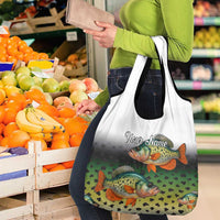 Colorful Crappie Fishing Green Scales Grocery Bag Gradient Camo Pattern and Custom Name Fishing - Wonder Print Shop