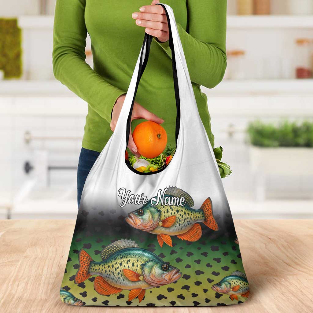Colorful Crappie Fishing Green Scales Grocery Bag Gradient Camo Pattern and Custom Name Fishing - Wonder Print Shop