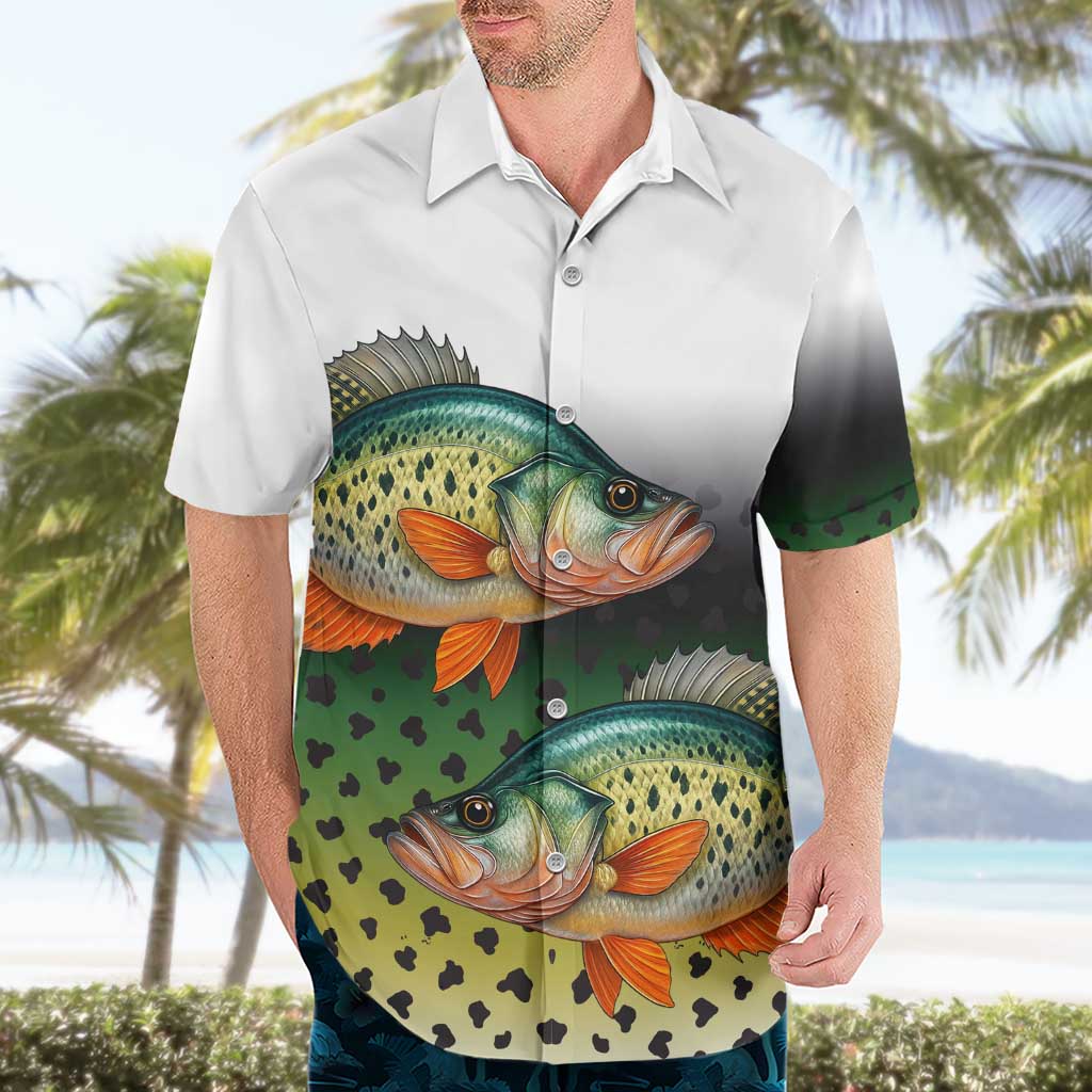Colorful Crappie Fishing Green Scales Hawaiian Shirt Gradient Camo Pattern and Custom Name Fishing - Wonder Print Shop