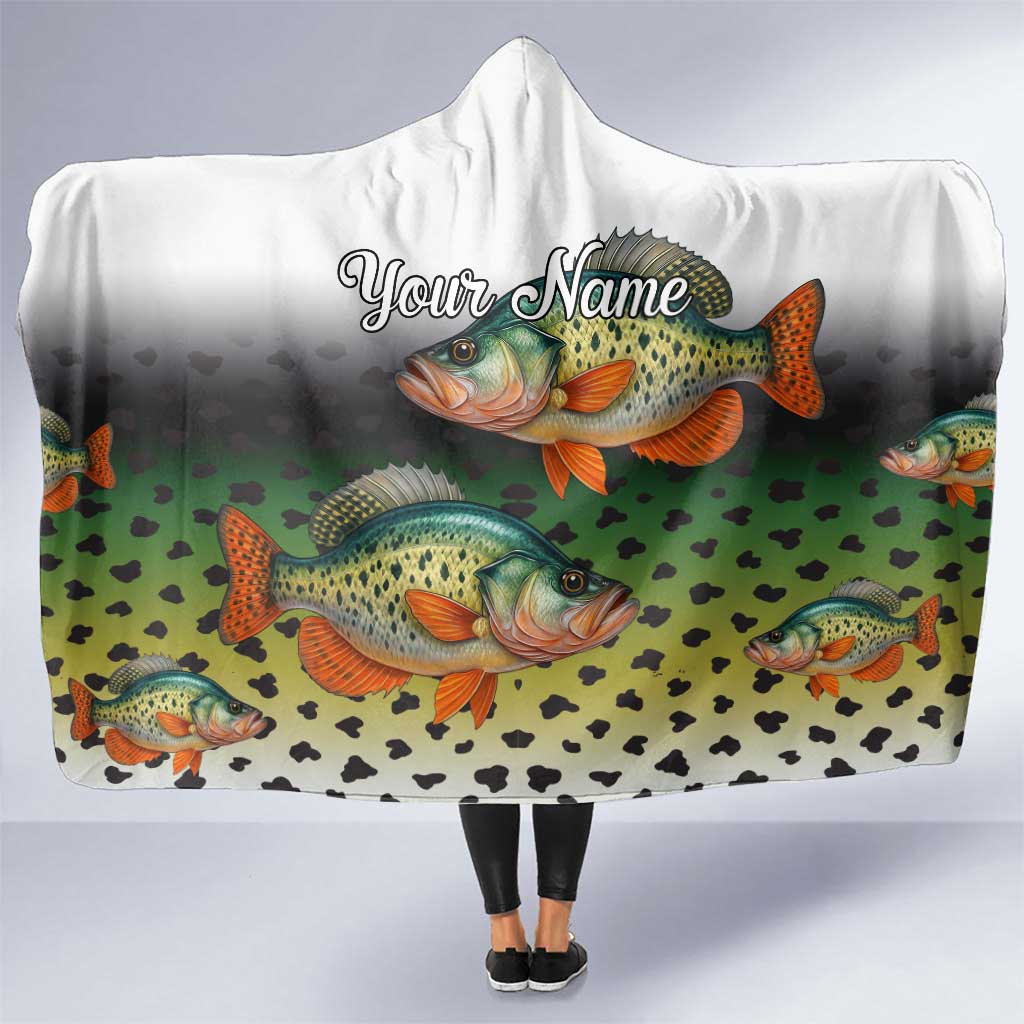 Colorful Crappie Fishing Green Scales Hooded Blanket Gradient Camo Pattern and Custom Name Fishing - Wonder Print Shop