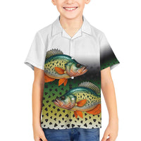 Colorful Crappie Fishing Green Scales Kid Hawaiian Shirt Gradient Camo Pattern and Custom Name Fishing - Wonder Print Shop