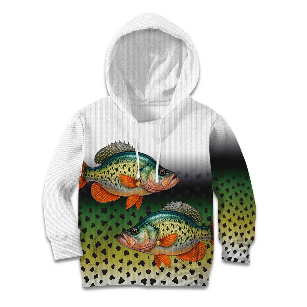 Colorful Crappie Fishing Green Scales Kid Hoodie Gradient Camo Pattern and Custom Name Fishing - Wonder Print Shop
