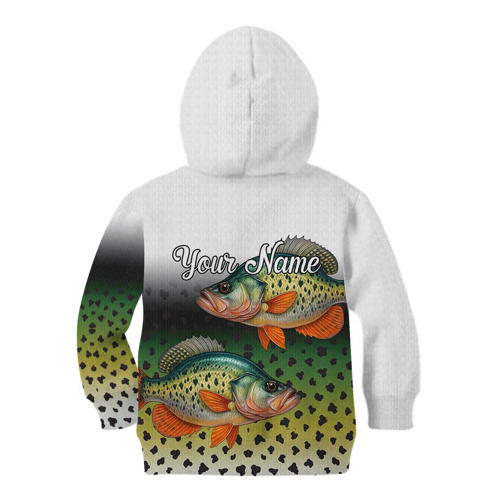 Colorful Crappie Fishing Green Scales Kid Hoodie Gradient Camo Pattern and Custom Name Fishing - Wonder Print Shop