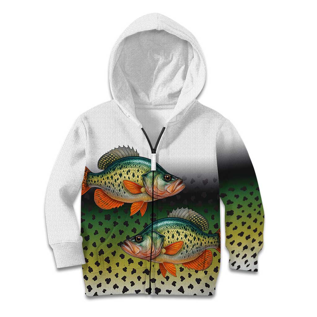 Colorful Crappie Fishing Green Scales Kid Hoodie Gradient Camo Pattern and Custom Name Fishing - Wonder Print Shop