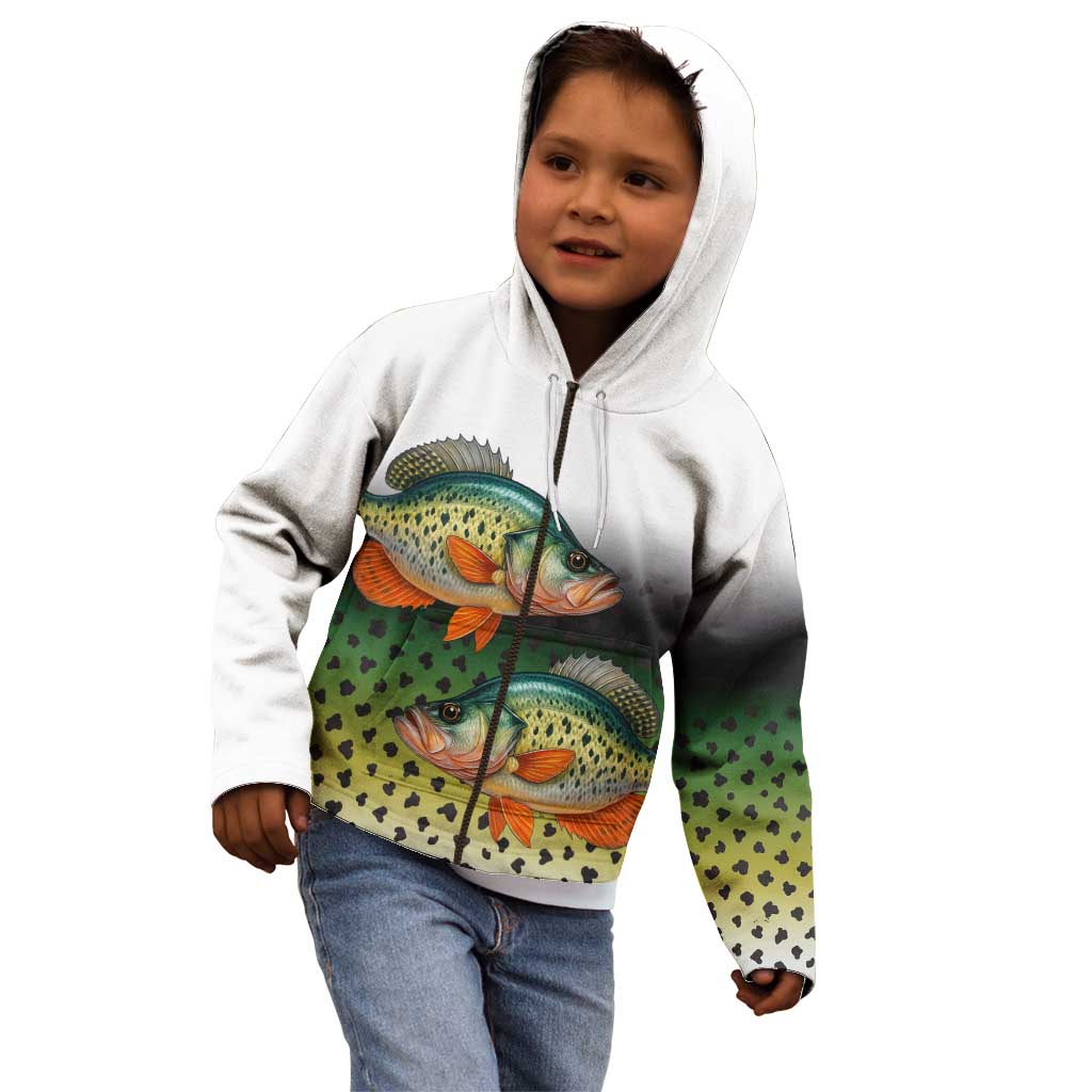 Colorful Crappie Fishing Green Scales Kid Hoodie Gradient Camo Pattern and Custom Name Fishing - Wonder Print Shop