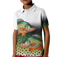 Colorful Crappie Fishing Green Scales Kid Polo Shirt Gradient Camo Pattern and Custom Name Fishing - Wonder Print Shop