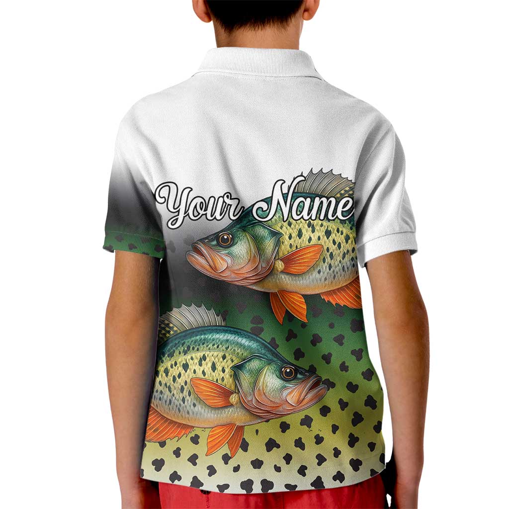 Colorful Crappie Fishing Green Scales Kid Polo Shirt Gradient Camo Pattern and Custom Name Fishing - Wonder Print Shop