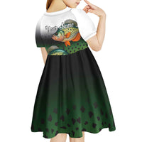 Colorful Crappie Fishing Green Scales Kid Short Sleeve Dress Gradient Camo Pattern and Custom Name Fishing - Wonder Print Shop