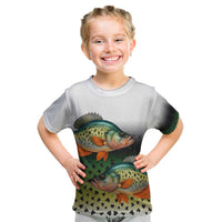 Colorful Crappie Fishing Green Scales Kid T Shirt Gradient Camo Pattern and Custom Name Fishing - Wonder Print Shop