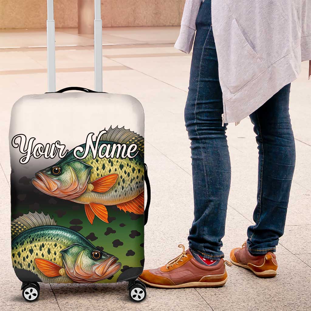 Colorful Crappie Fishing Green Scales Luggage Cover Gradient Camo Pattern and Custom Name Fishing - Wonder Print Shop