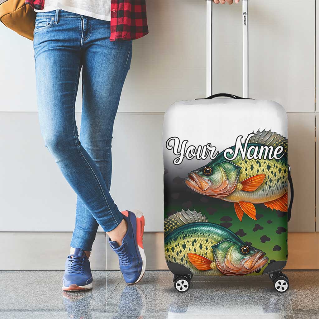 Colorful Crappie Fishing Green Scales Luggage Cover Gradient Camo Pattern and Custom Name Fishing - Wonder Print Shop