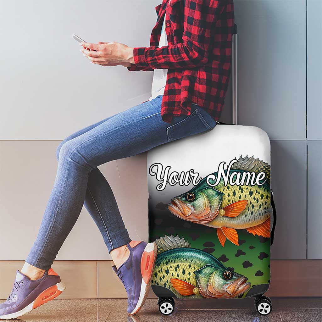 Colorful Crappie Fishing Green Scales Luggage Cover Gradient Camo Pattern and Custom Name Fishing - Wonder Print Shop
