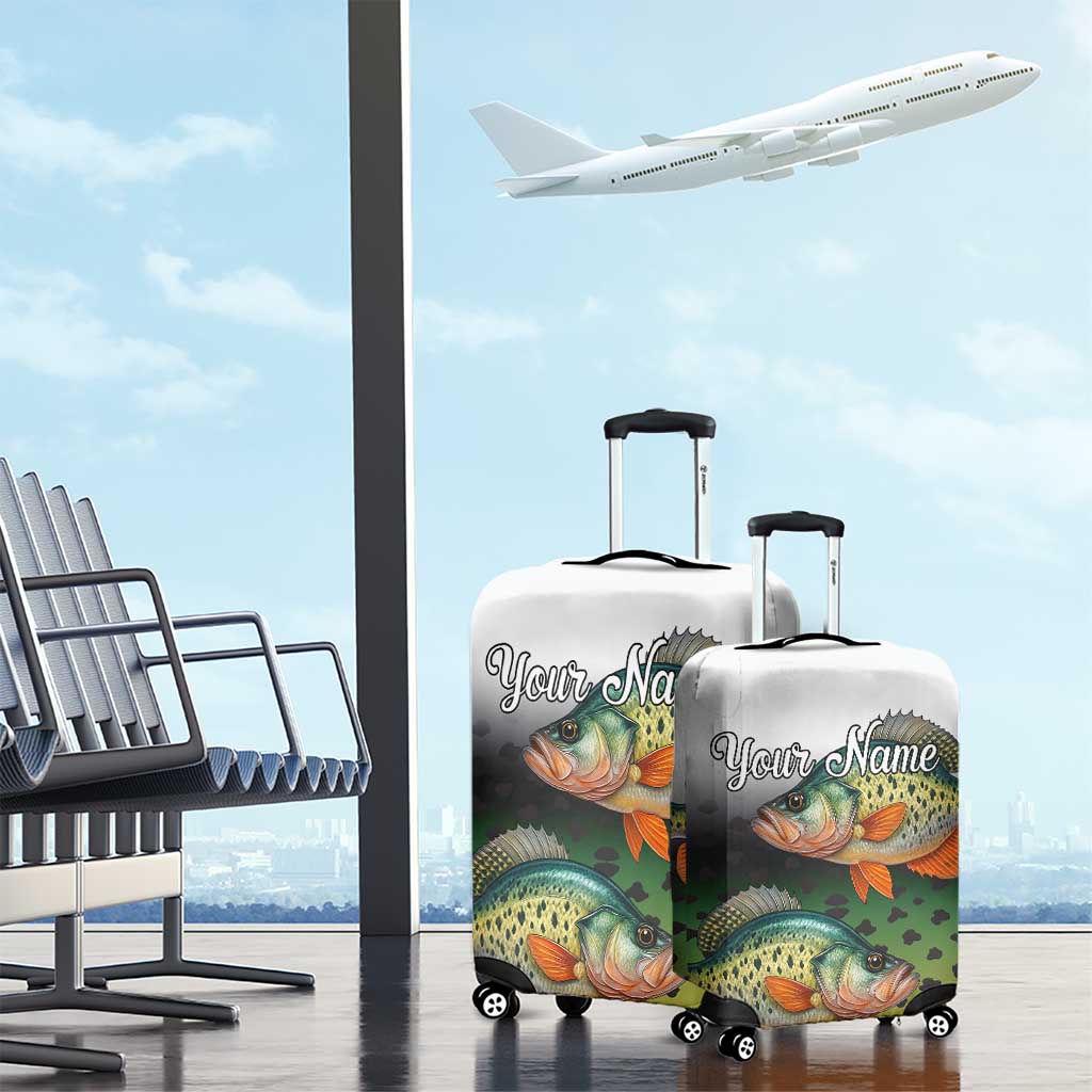 Colorful Crappie Fishing Green Scales Luggage Cover Gradient Camo Pattern and Custom Name Fishing - Wonder Print Shop