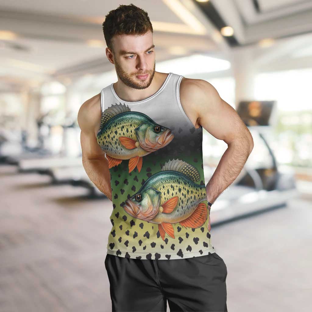 Colorful Crappie Fishing Green Scales Men Tank Top Gradient Camo Pattern and Custom Name Fishing - Wonder Print Shop