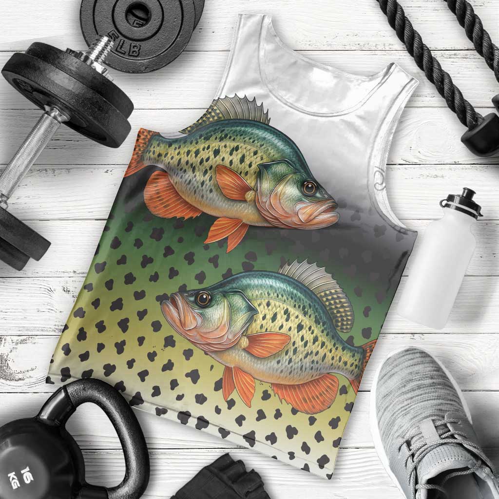 Colorful Crappie Fishing Green Scales Men Tank Top Gradient Camo Pattern and Custom Name Fishing - Wonder Print Shop