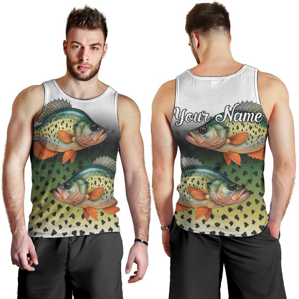 Colorful Crappie Fishing Green Scales Men Tank Top Gradient Camo Pattern and Custom Name Fishing - Wonder Print Shop