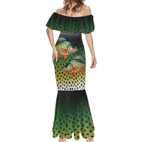 Colorful Crappie Fishing Green Scales Mermaid Dress Gradient Camo Pattern and Custom Name Fishing - Wonder Print Shop