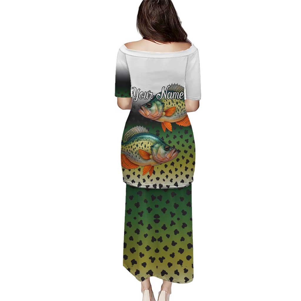 Colorful Crappie Fishing Green Scales Puletasi Gradient Camo Pattern and Custom Name Fishing - Wonder Print Shop