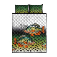 Colorful Crappie Fishing Green Scales Quilt Bed Set Gradient Camo Pattern and Custom Name Fishing - Wonder Print Shop
