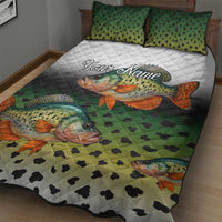 Colorful Crappie Fishing Green Scales Quilt Bed Set Gradient Camo Pattern and Custom Name Fishing - Wonder Print Shop