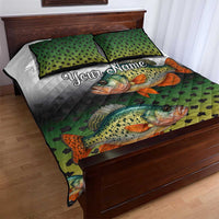 Colorful Crappie Fishing Green Scales Quilt Bed Set Gradient Camo Pattern and Custom Name Fishing - Wonder Print Shop