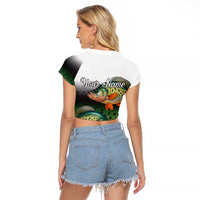 Colorful Crappie Fishing Green Scales Raglan Cropped T Shirt Gradient Camo Pattern and Custom Name Fishing - Wonder Print Shop