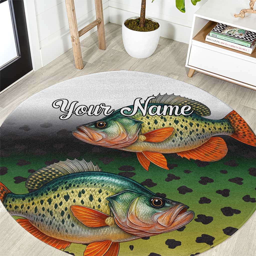 Colorful Crappie Fishing Green Scales Round Carpet Gradient Camo Pattern and Custom Name Fishing - Wonder Print Shop