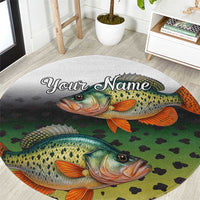 Colorful Crappie Fishing Green Scales Round Carpet Gradient Camo Pattern and Custom Name Fishing - Wonder Print Shop