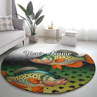 Colorful Crappie Fishing Green Scales Round Carpet Gradient Camo Pattern and Custom Name Fishing - Wonder Print Shop