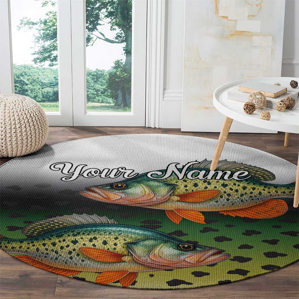 Colorful Crappie Fishing Green Scales Round Carpet Gradient Camo Pattern and Custom Name Fishing - Wonder Print Shop