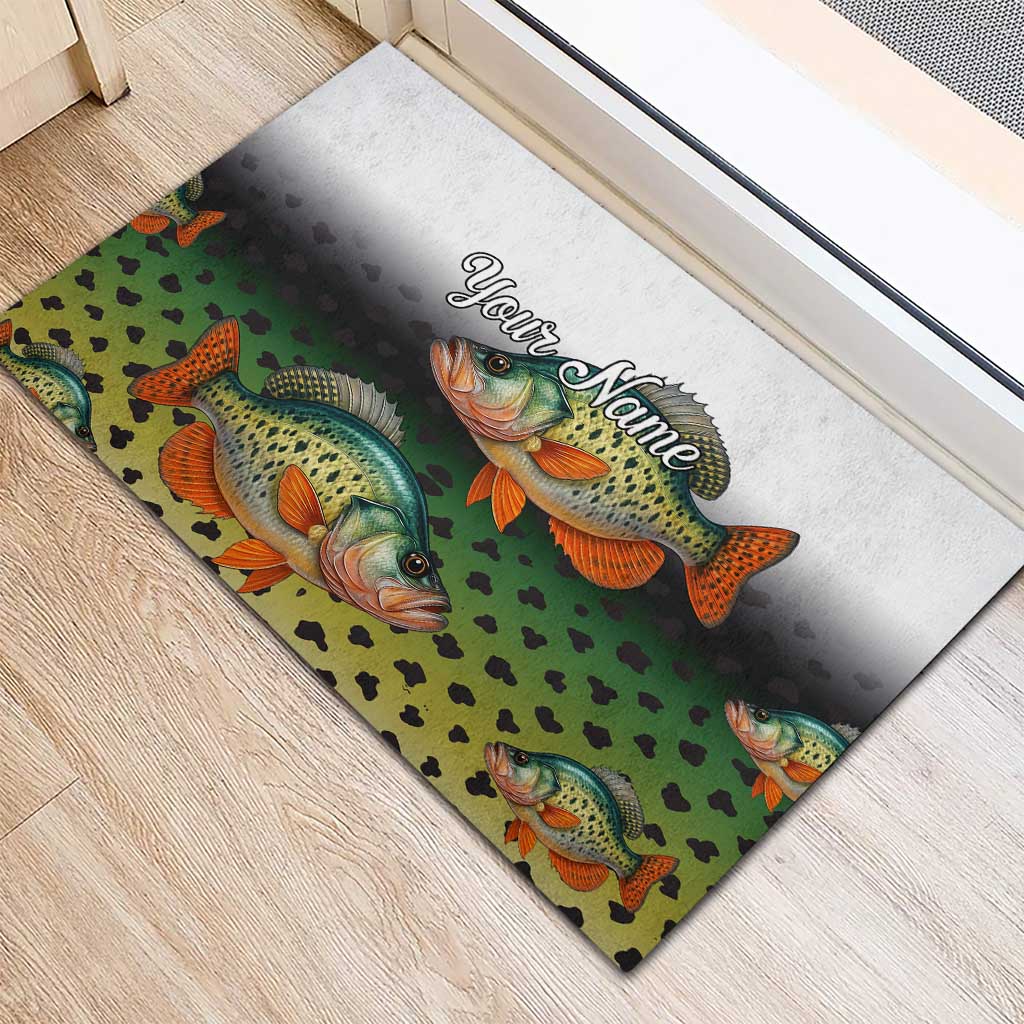 Colorful Crappie Fishing Green Scales Rubber Doormat Gradient Camo Pattern and Custom Name Fishing - Wonder Print Shop