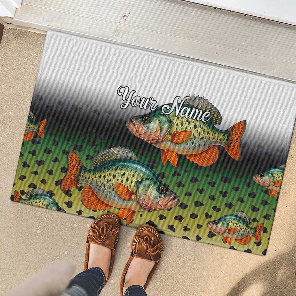 Colorful Crappie Fishing Green Scales Rubber Doormat Gradient Camo Pattern and Custom Name Fishing - Wonder Print Shop