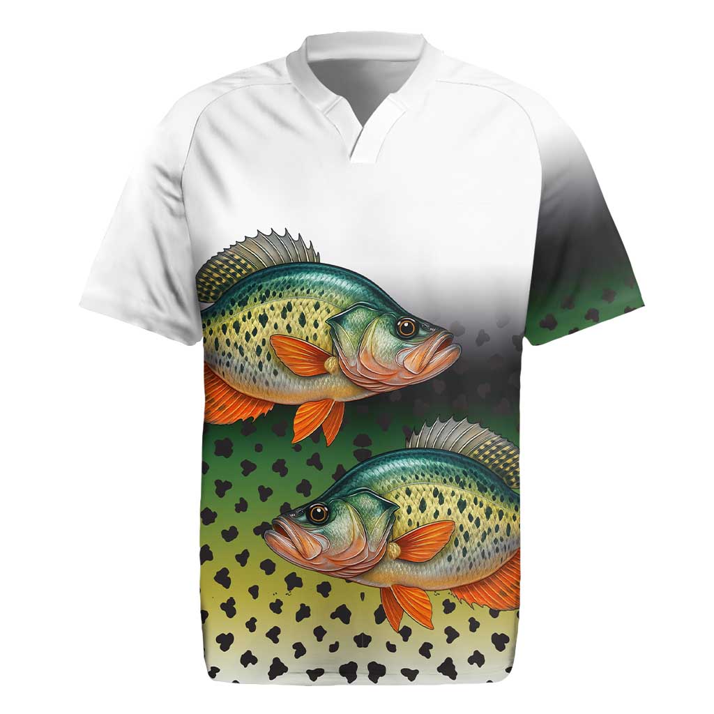 Colorful Crappie Fishing Green Scales Rugby Jersey Gradient Camo Pattern and Custom Name Fishing - Wonder Print Shop