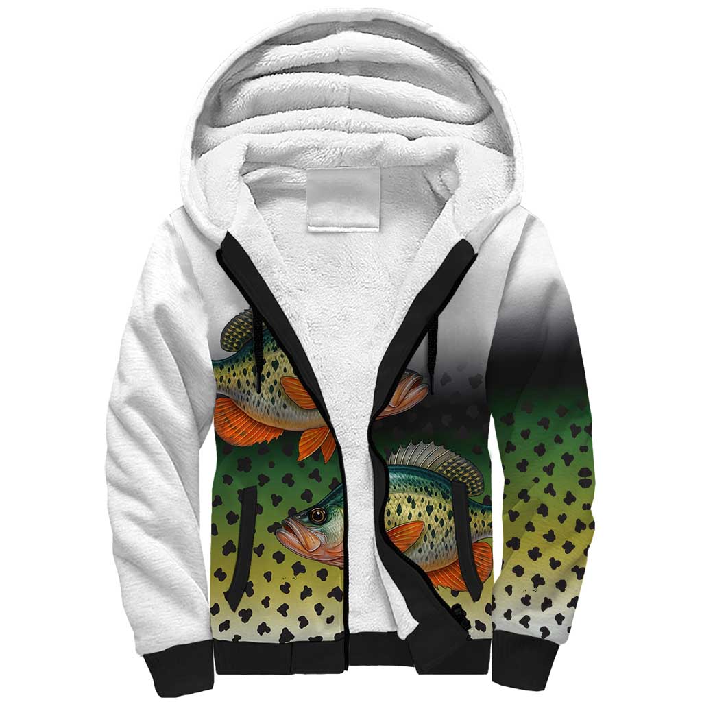 Colorful Crappie Fishing Green Scales Sherpa Hoodie Gradient Camo Pattern and Custom Name Fishing - Wonder Print Shop
