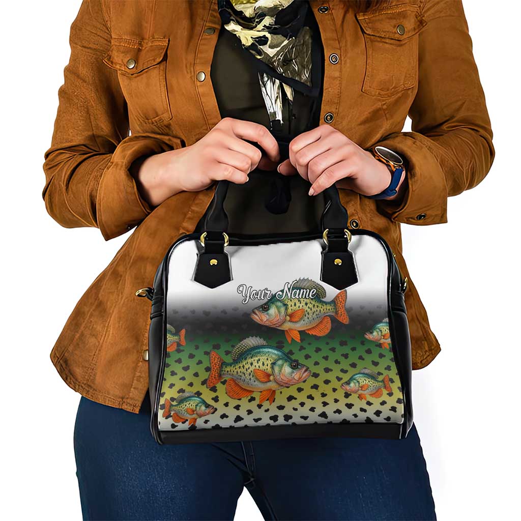 Colorful Crappie Fishing Green Scales Shoulder Handbag Gradient Camo Pattern and Custom Name Fishing - Wonder Print Shop