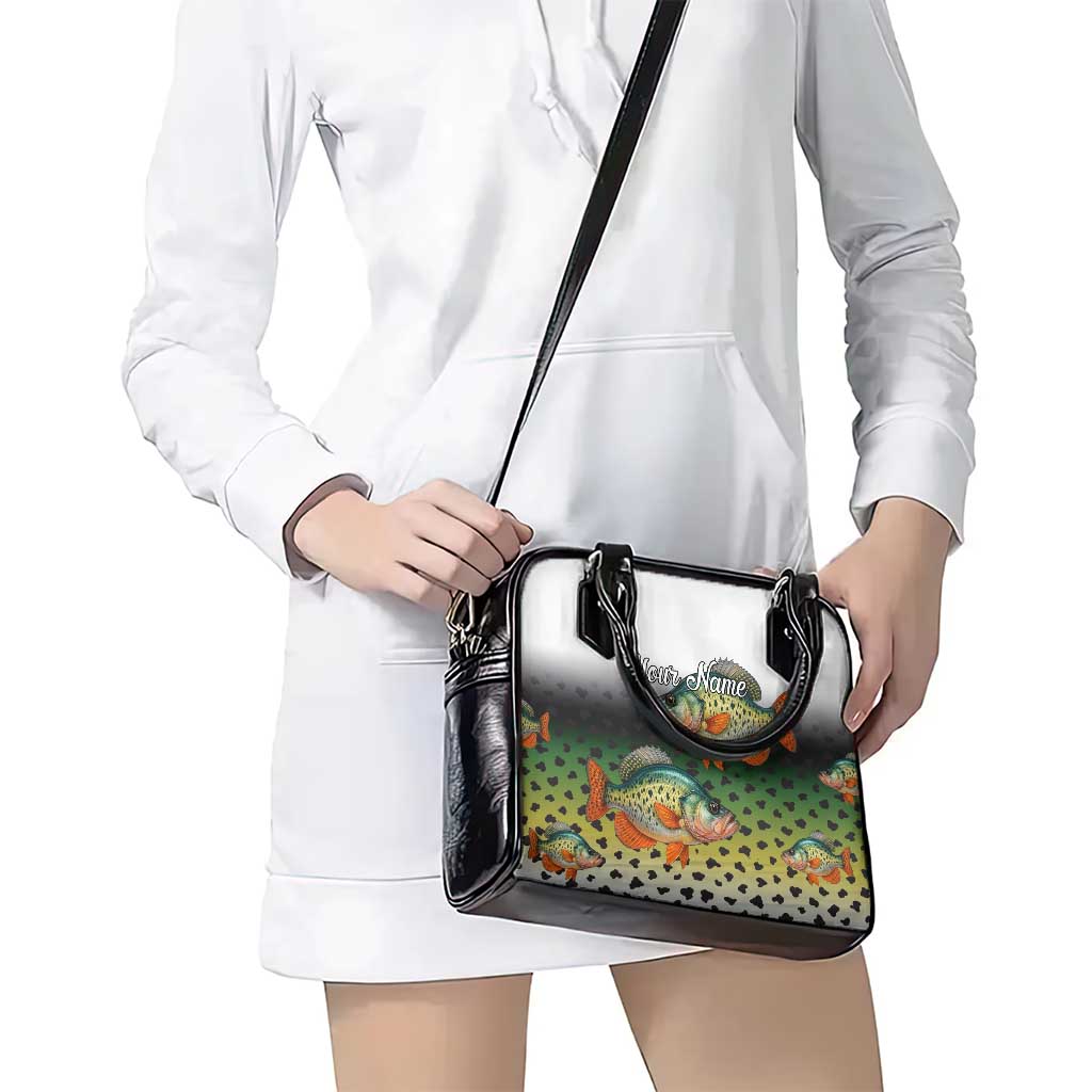 Colorful Crappie Fishing Green Scales Shoulder Handbag Gradient Camo Pattern and Custom Name Fishing - Wonder Print Shop