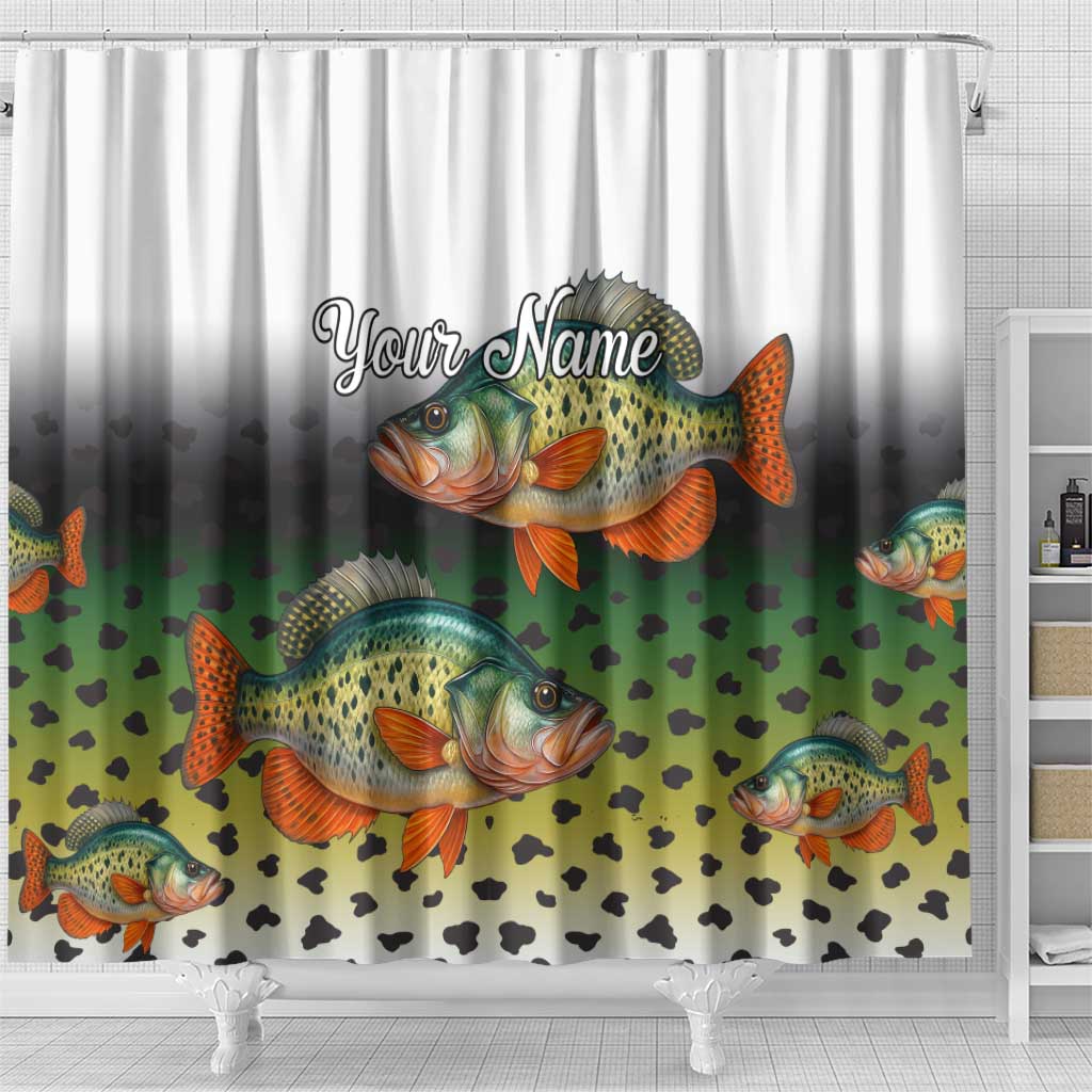 Colorful Crappie Fishing Green Scales Shower Curtain Gradient Camo Pattern and Custom Name Fishing - Wonder Print Shop