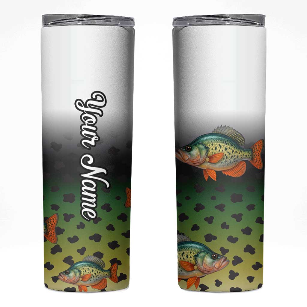 Colorful Crappie Fishing Green Scales Skinny Tumbler Gradient Camo Pattern and Custom Name Fishing - Wonder Print Shop