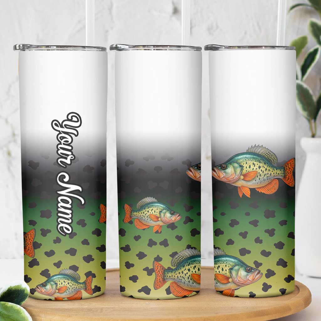 Colorful Crappie Fishing Green Scales Skinny Tumbler Gradient Camo Pattern and Custom Name Fishing - Wonder Print Shop