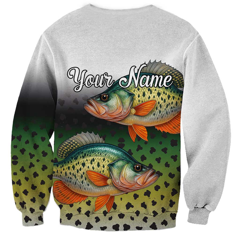 Colorful Crappie Fishing Green Scales Sweatshirt Gradient Camo Pattern and Custom Name Fishing - Wonder Print Shop