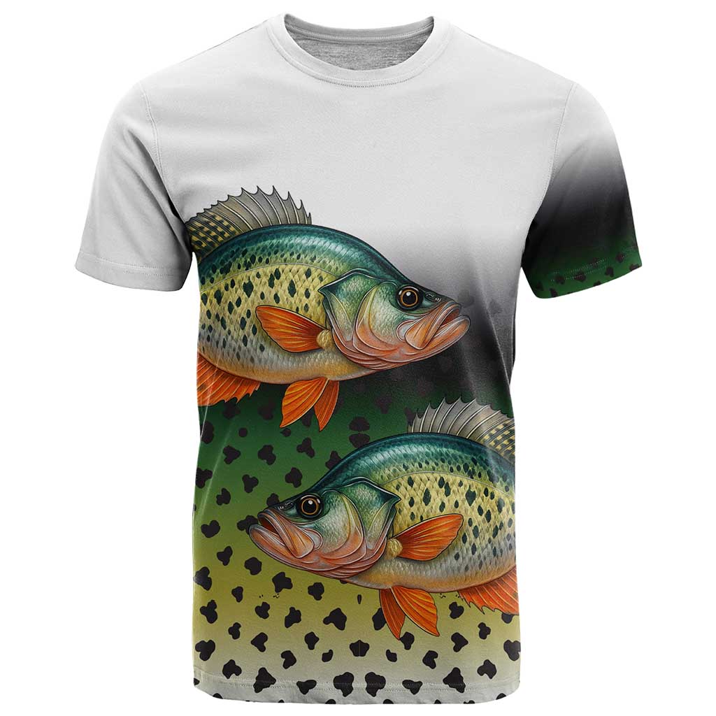 Colorful Crappie Fishing Green Scales T Shirt Gradient Camo Pattern and Custom Name Fishing - Wonder Print Shop