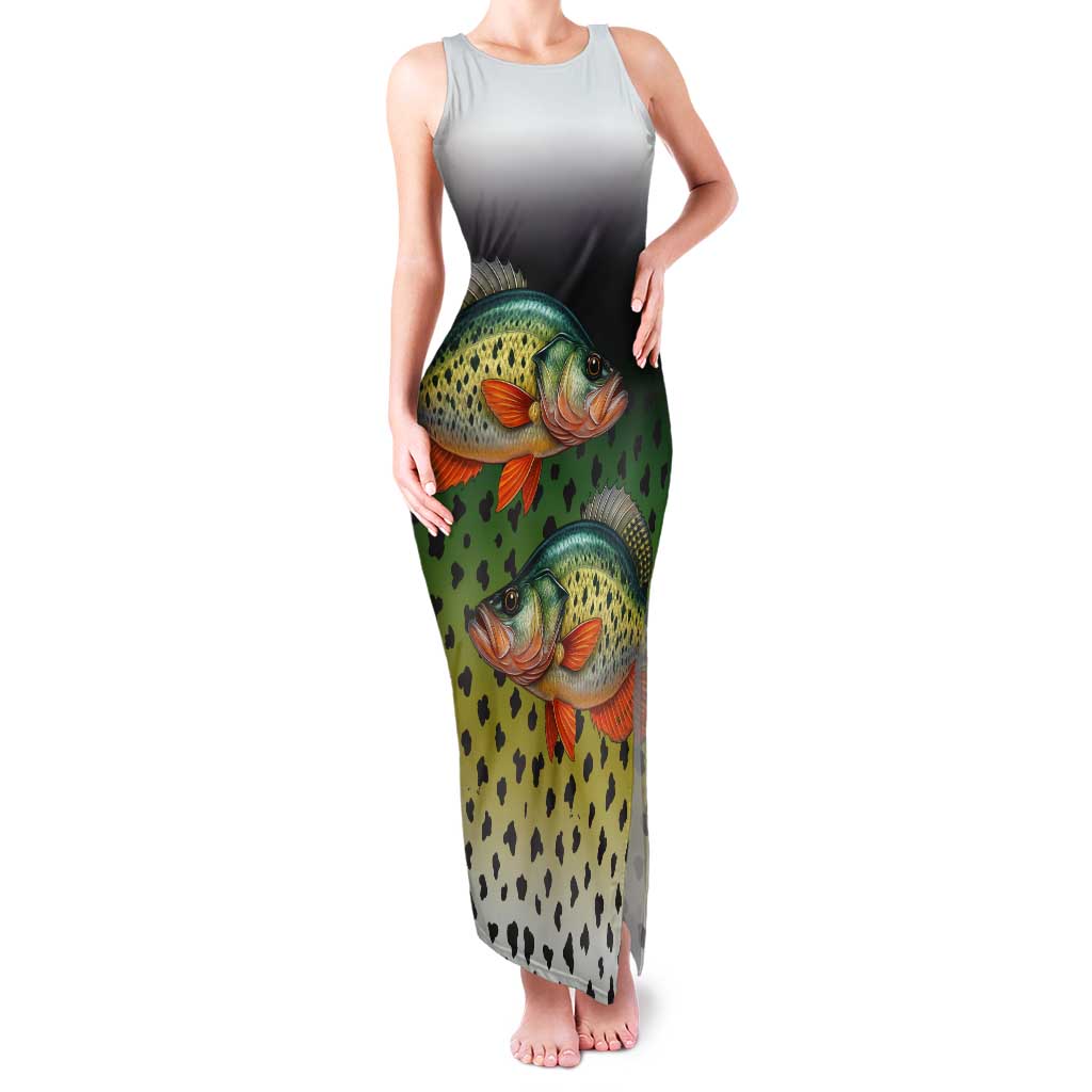 Colorful Crappie Fishing Green Scales Tank Maxi Dress Gradient Camo Pattern and Custom Name Fishing - Wonder Print Shop