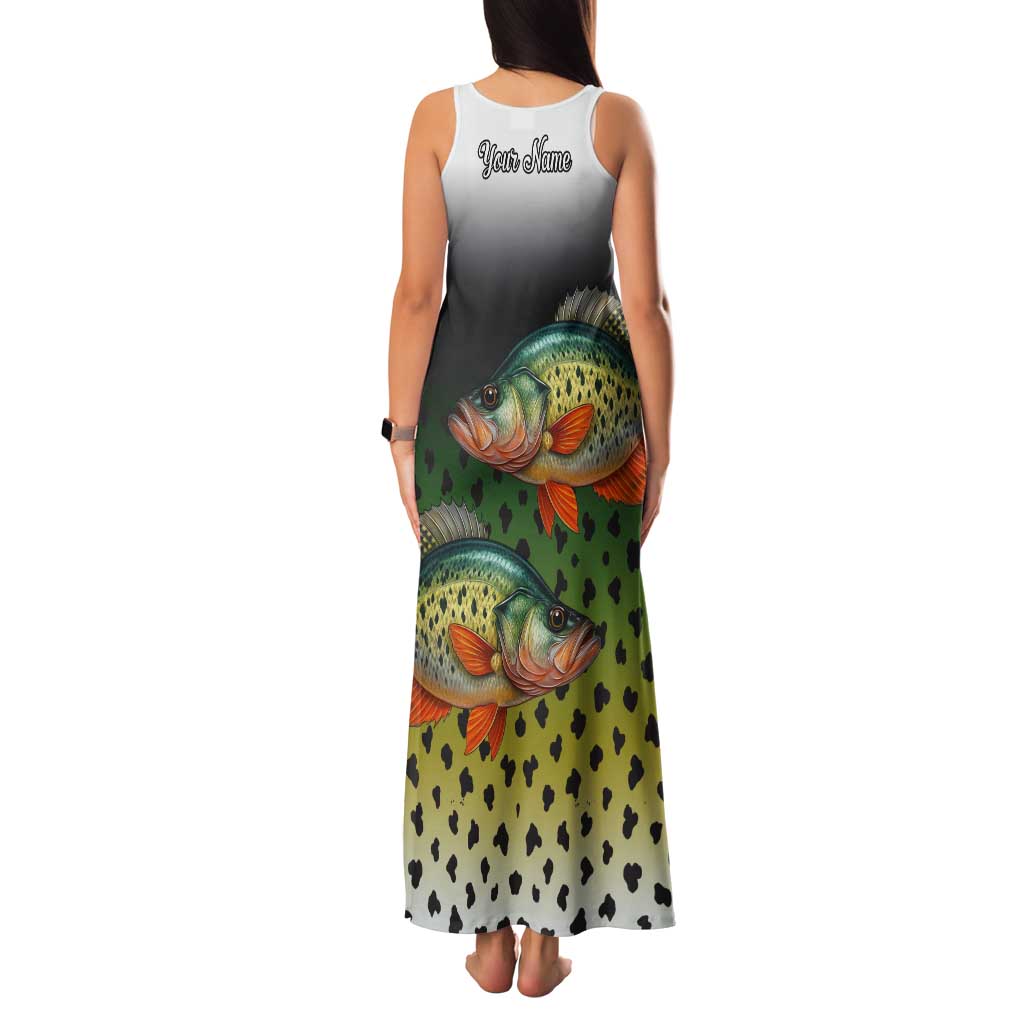 Colorful Crappie Fishing Green Scales Tank Maxi Dress Gradient Camo Pattern and Custom Name Fishing - Wonder Print Shop